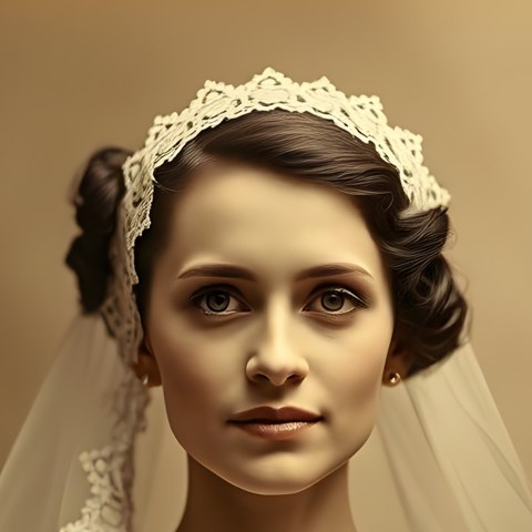 Portrait of Edith Hale on her wedding day, 1924